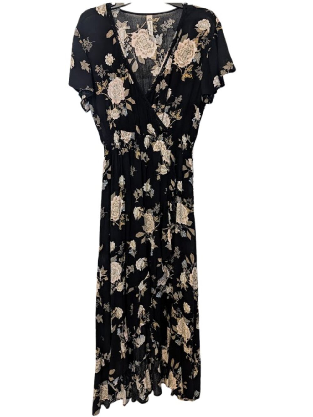 American Rag black floral wrap dress Size L